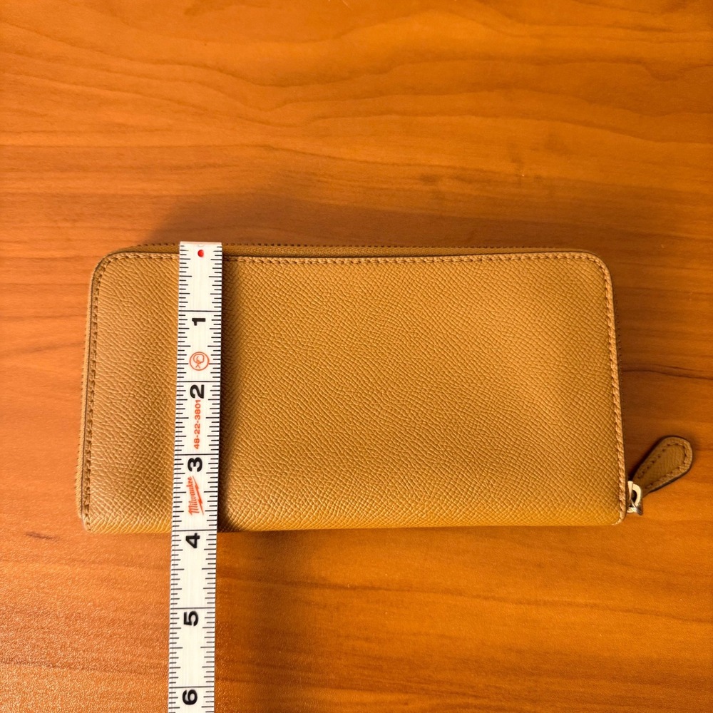 Coach Crossgrain Leather Accordion Zip Wallet Tan Gold Hardware - Picture 3 of 8